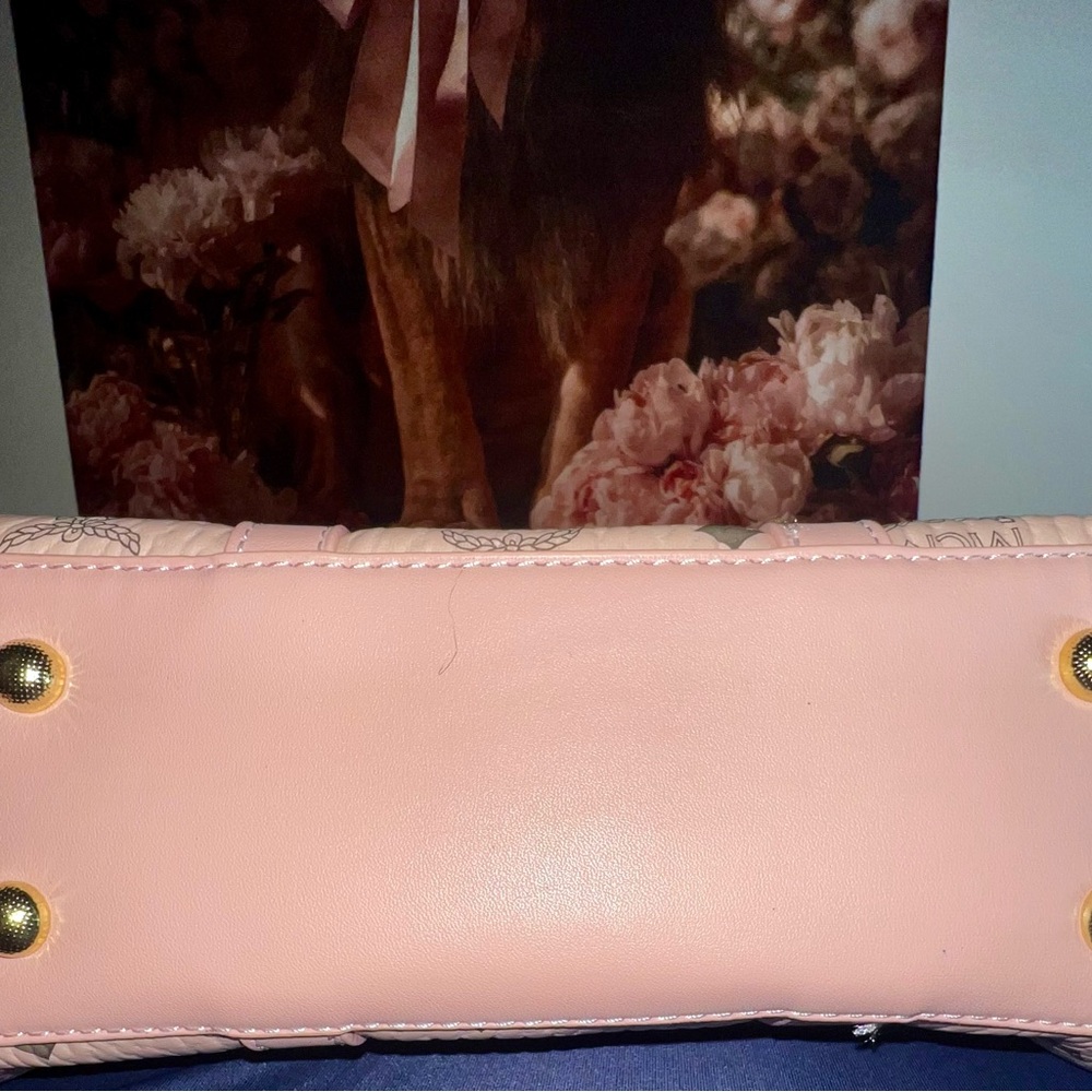 Inspired Pink Visetos Barrel Crossbody Bag with Detachable Pink Logo Strap - Picture 6 of 11